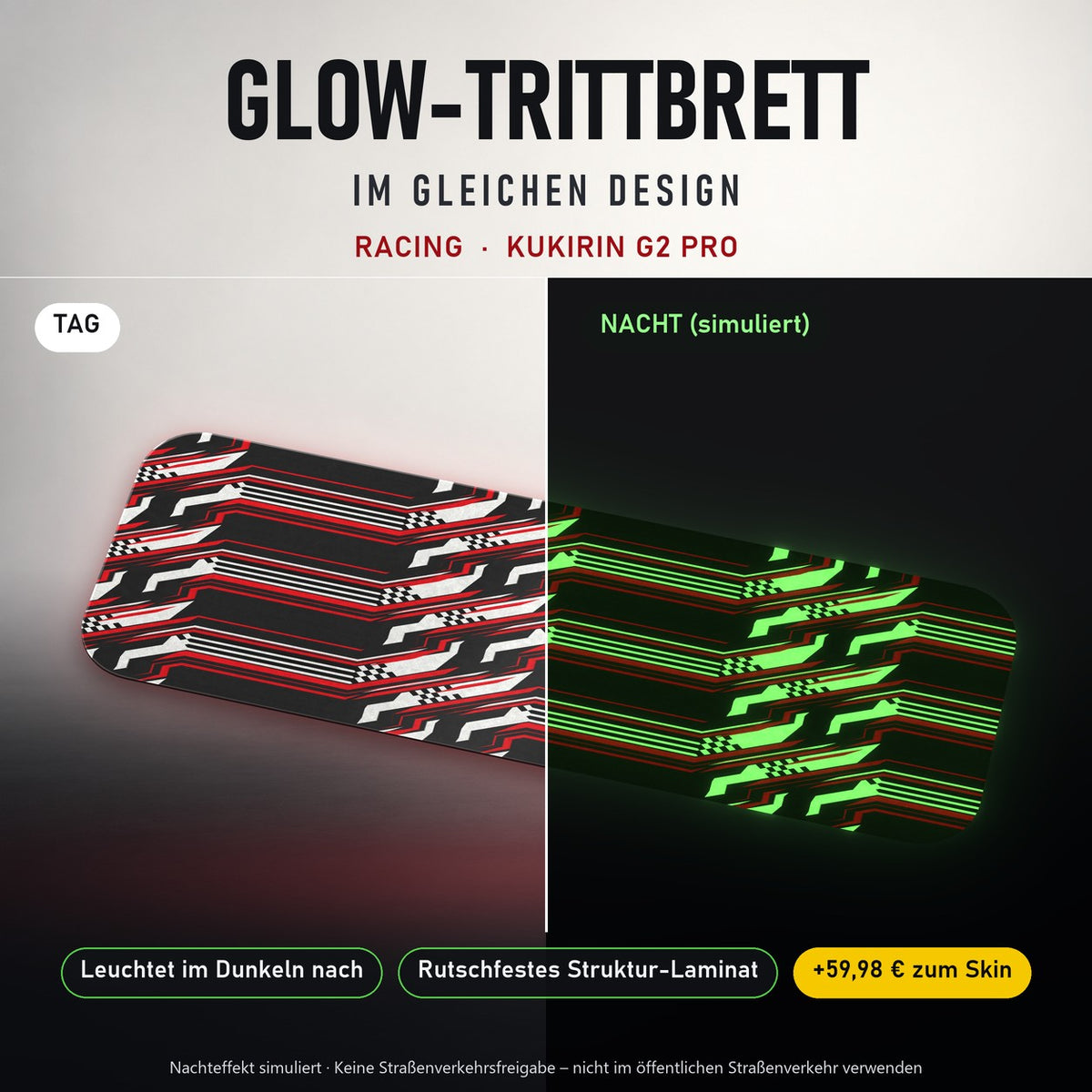 Glow-Trittbrett – RACING, Tag/Nacht