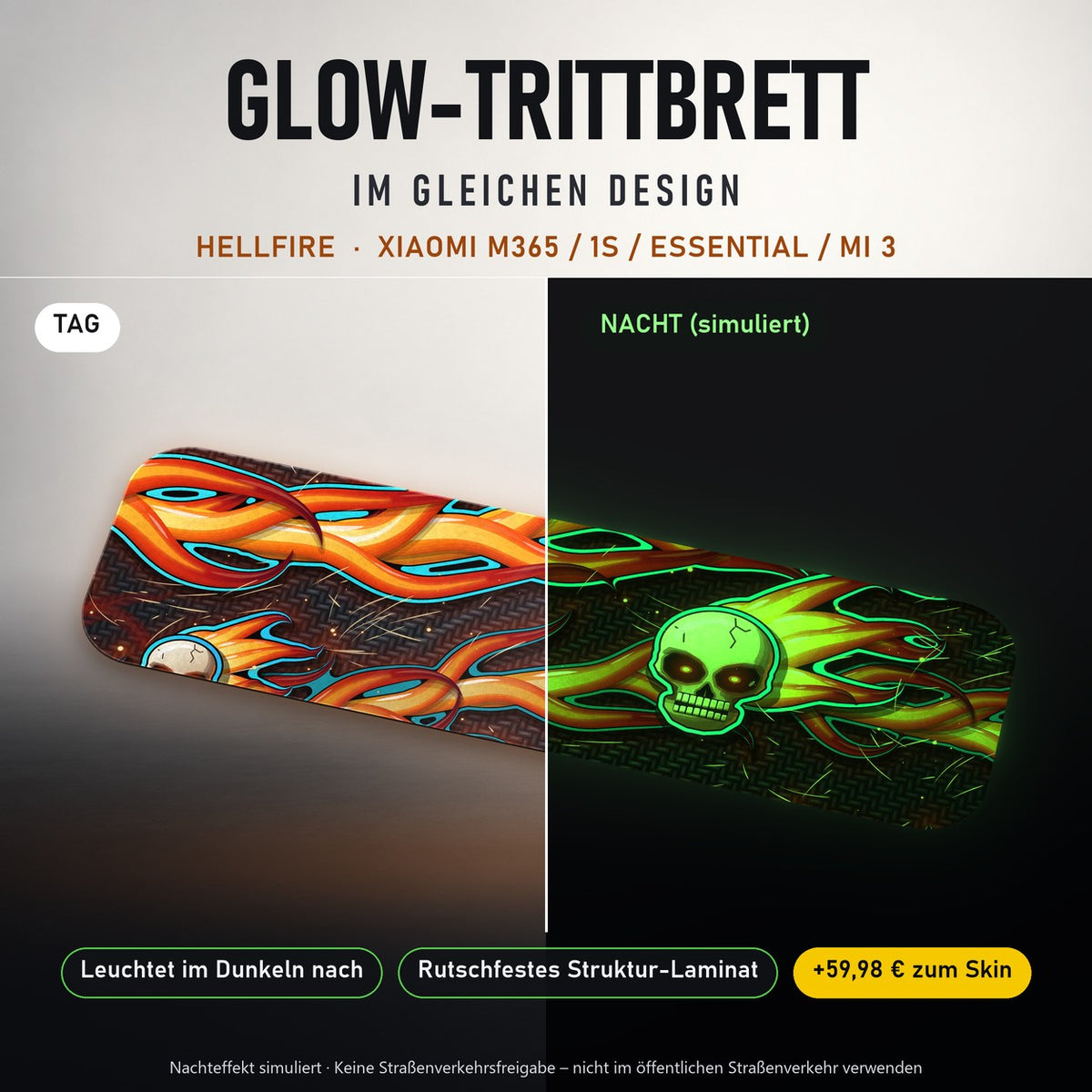 Glow-Trittbrett – HELLFIRE, Tag/Nacht