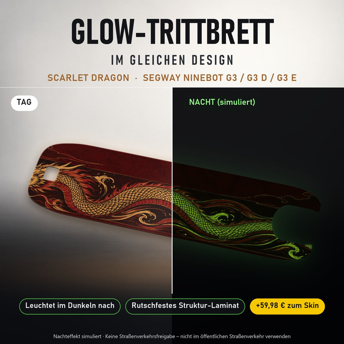 Glow-Trittbrett – SCARLET DRAGON, Tag/Nacht