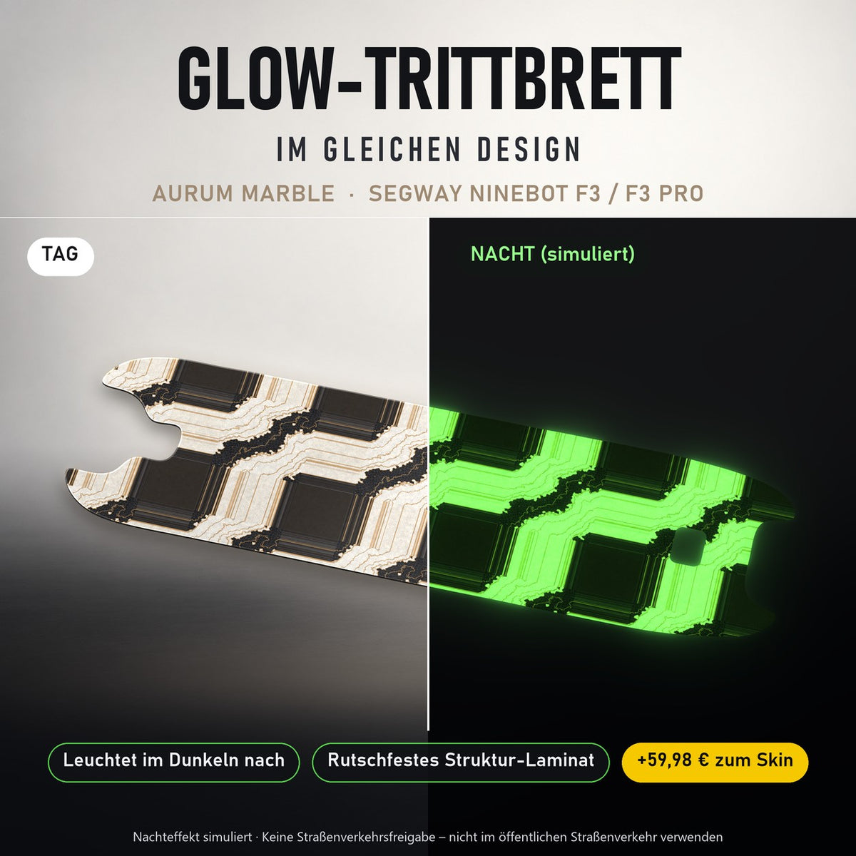 Glow-Trittbrett – AURUM MARBLE, Tag/Nacht