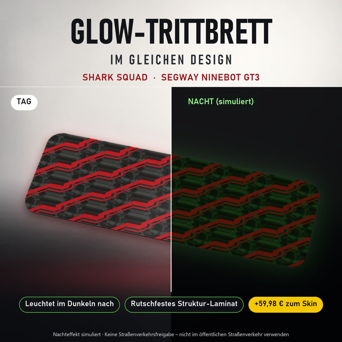Glow-Trittbrett – SHARK SQUAD, Tag/Nacht