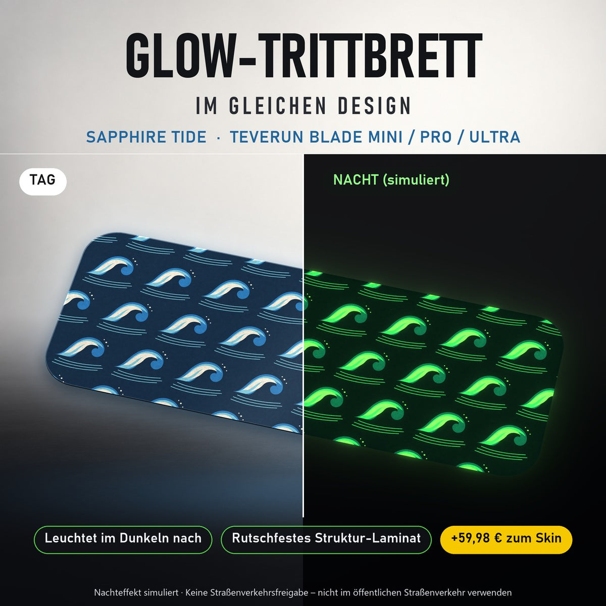 Glow-Trittbrett – SAPPHIRE TIDE, Tag/Nacht