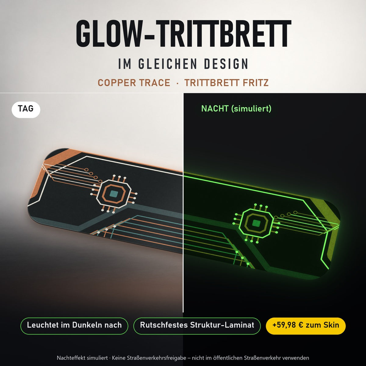 Glow-Trittbrett – COPPER TRACE, Tag/Nacht