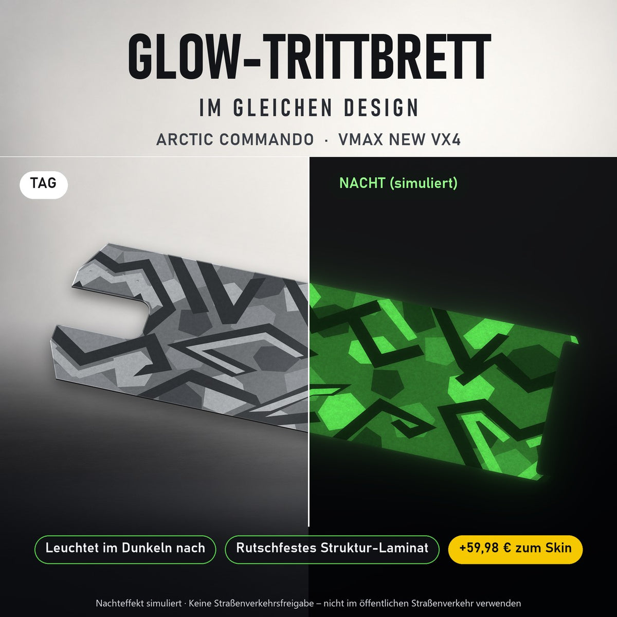 Glow-Trittbrett – ARCTIC COMMANDO, Tag/Nacht