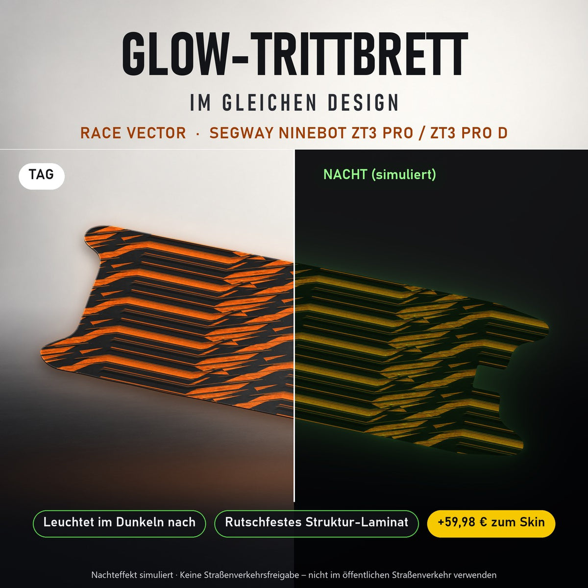 Glow-Trittbrett – RACE VECTOR, Tag/Nacht