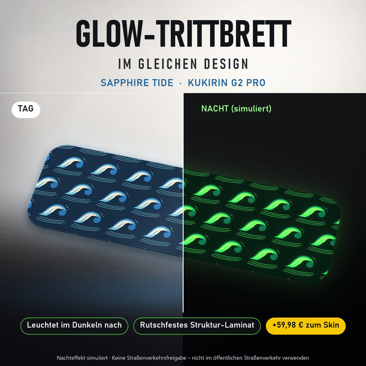 Glow-Trittbrett – SAPPHIRE TIDE, Tag/Nacht