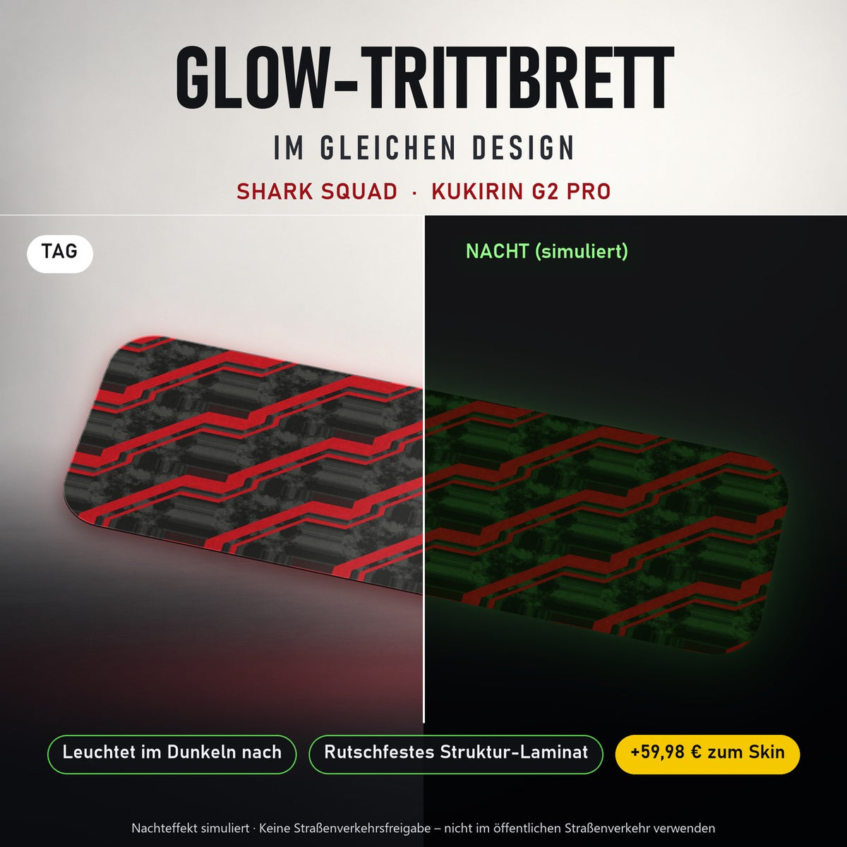 Glow-Trittbrett – SHARK SQUAD, Tag/Nacht
