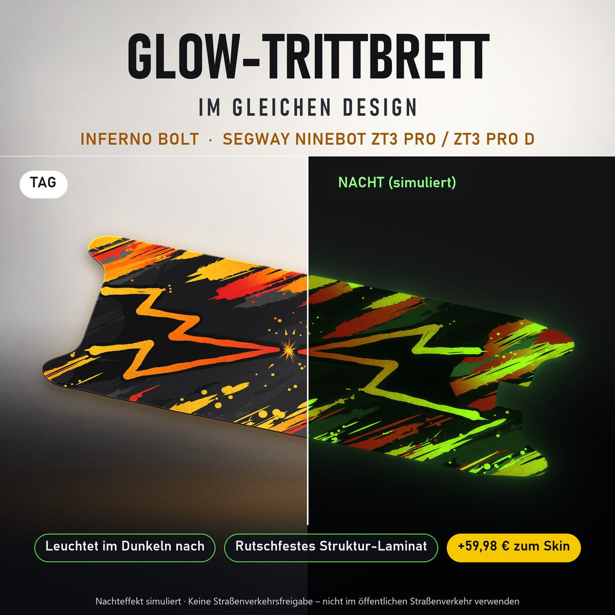 Glow-Trittbrett – INFERNO BOLT, Tag/Nacht