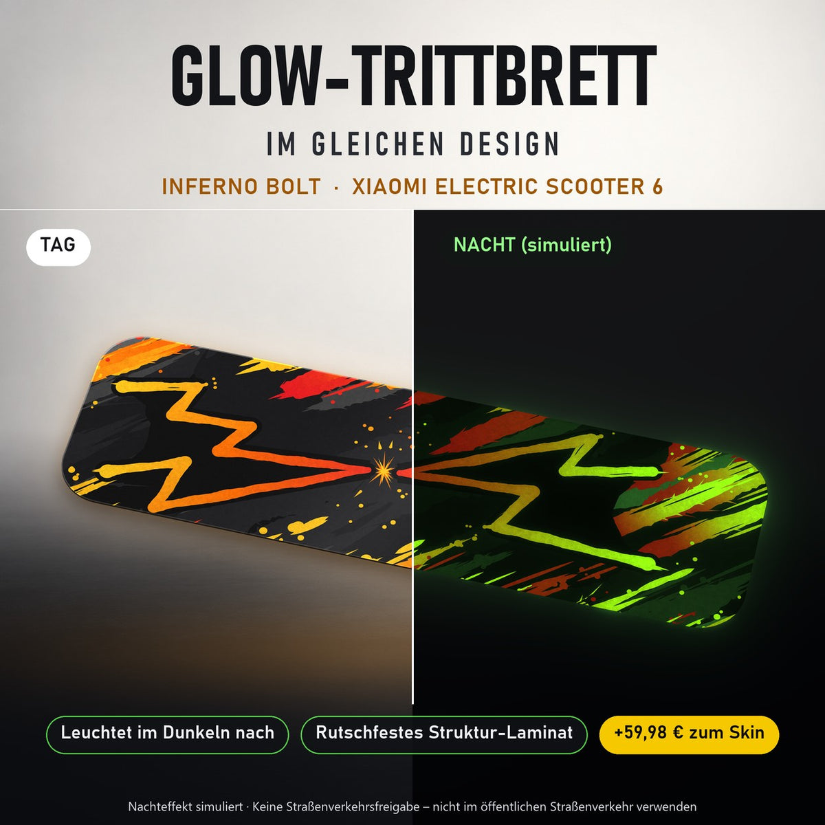 Glow-Trittbrett – INFERNO BOLT, Tag/Nacht