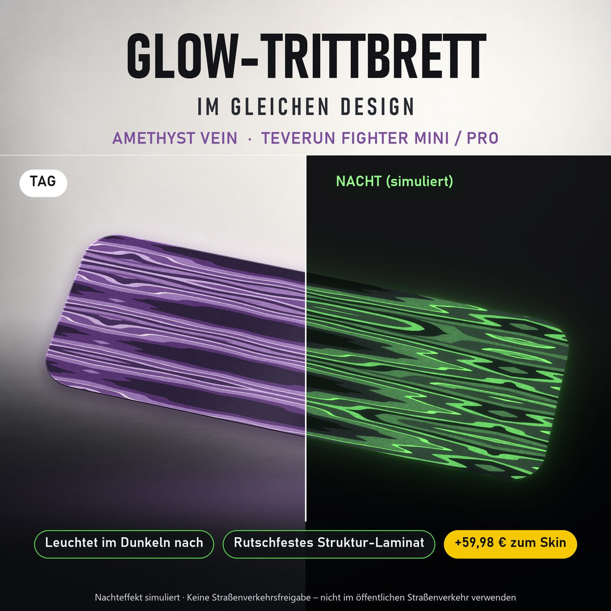 Glow-Trittbrett – AMETHYST VEIN, Tag/Nacht
