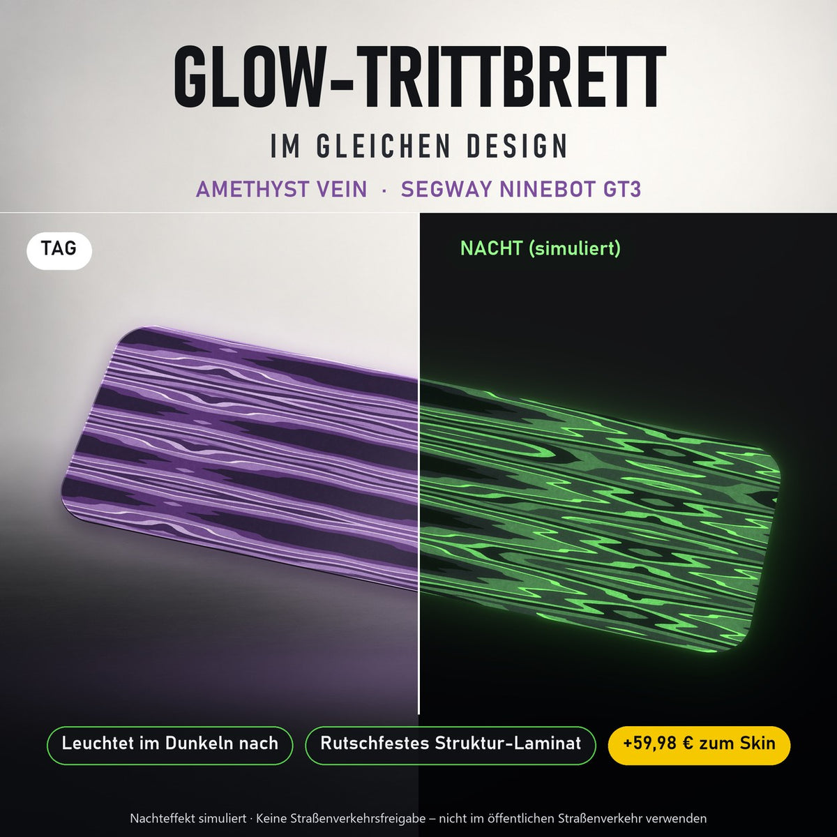 Glow-Trittbrett – AMETHYST VEIN, Tag/Nacht