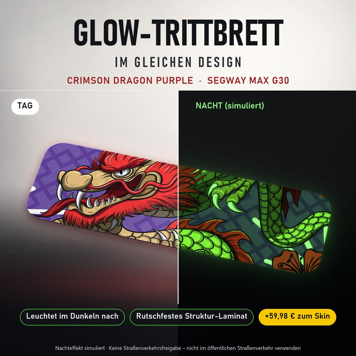 Glow-Trittbrett – CRIMSON DRAGON PURPLE, Tag/Nacht
