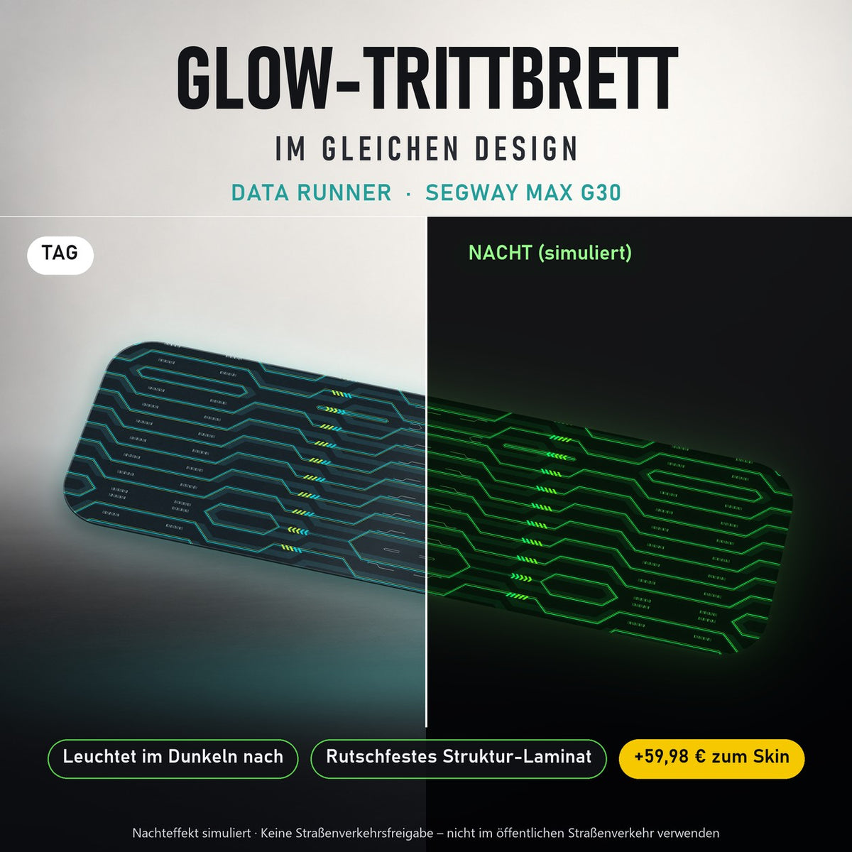 Glow-Trittbrett – DATA RUNNER, Tag/Nacht