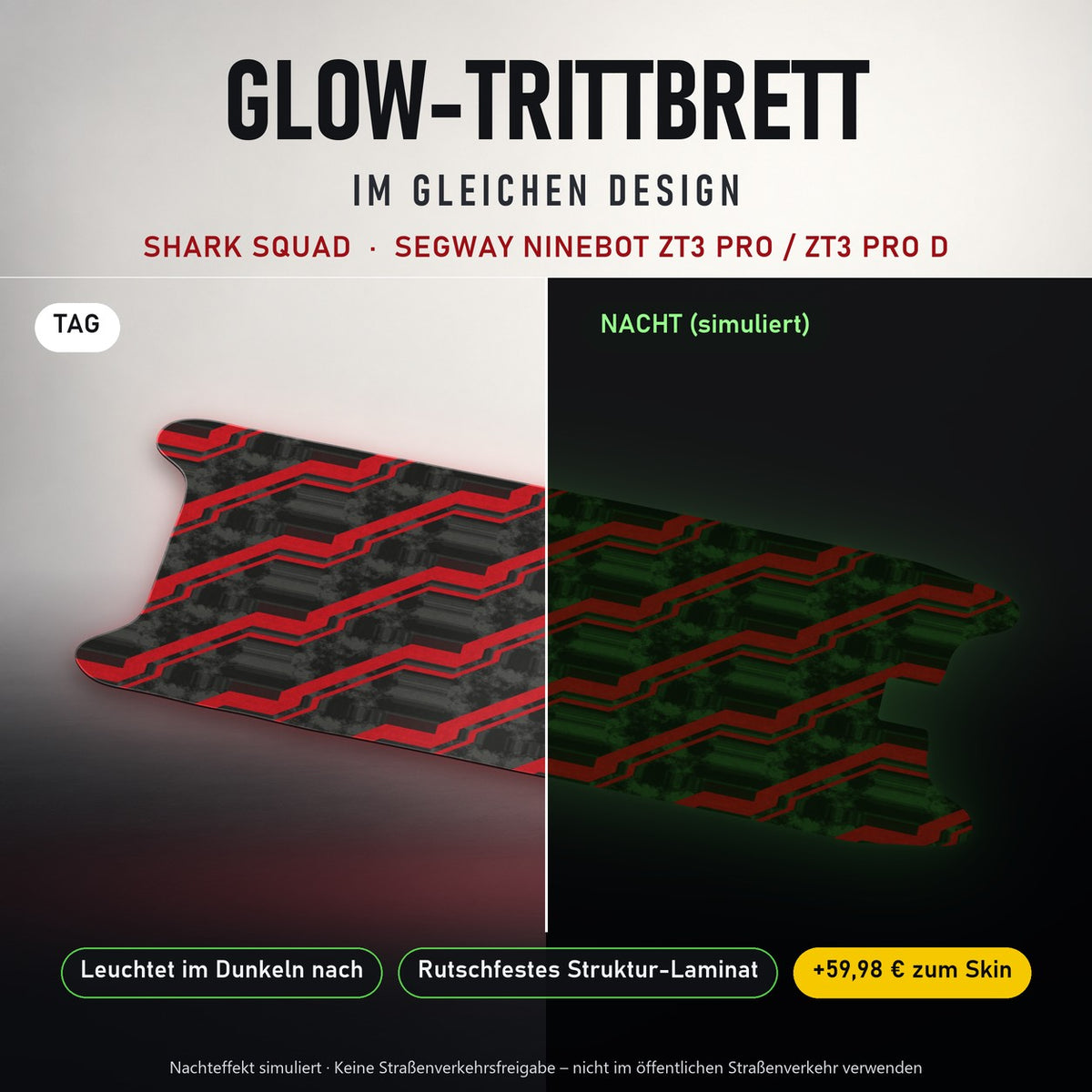 Glow-Trittbrett – SHARK SQUAD, Tag/Nacht