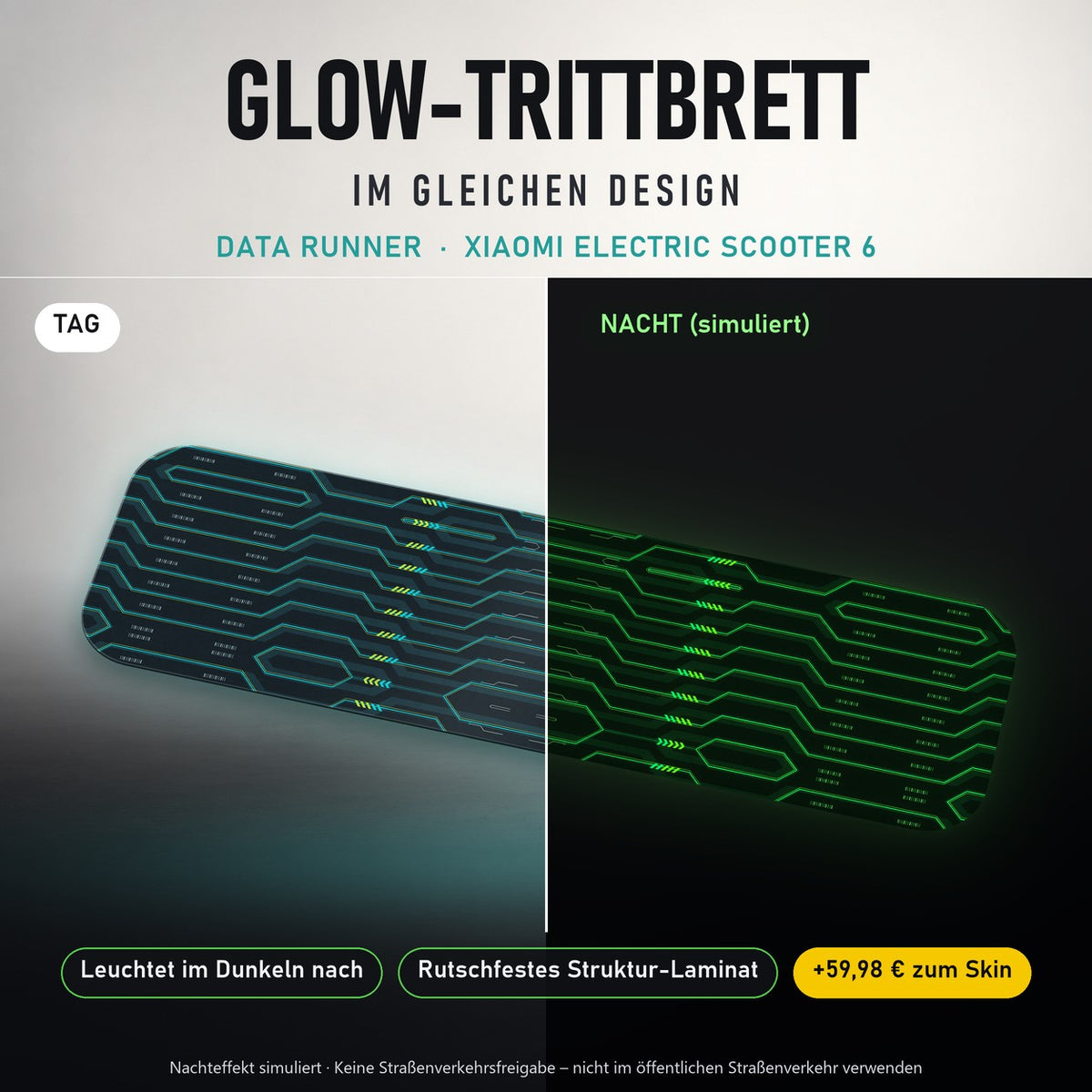 Glow-Trittbrett – DATA RUNNER, Tag/Nacht