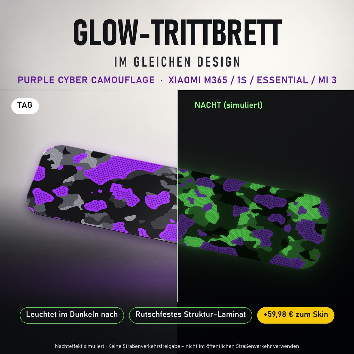 Glow-Trittbrett – PURPLE CYBER CAMOUFLAGE, Tag/Nacht
