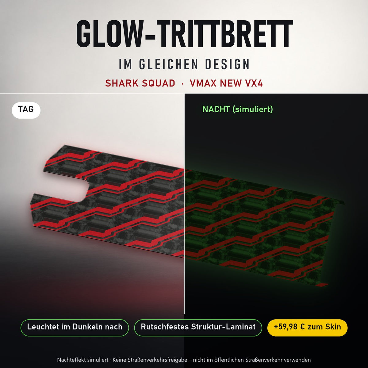 Glow-Trittbrett – SHARK SQUAD, Tag/Nacht
