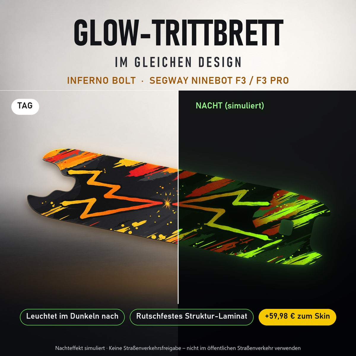 Glow-Trittbrett – INFERNO BOLT, Tag/Nacht