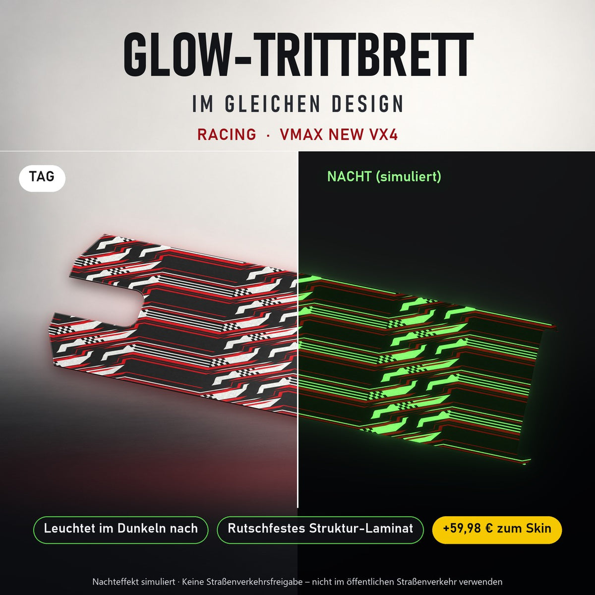 Glow-Trittbrett – RACING, Tag/Nacht