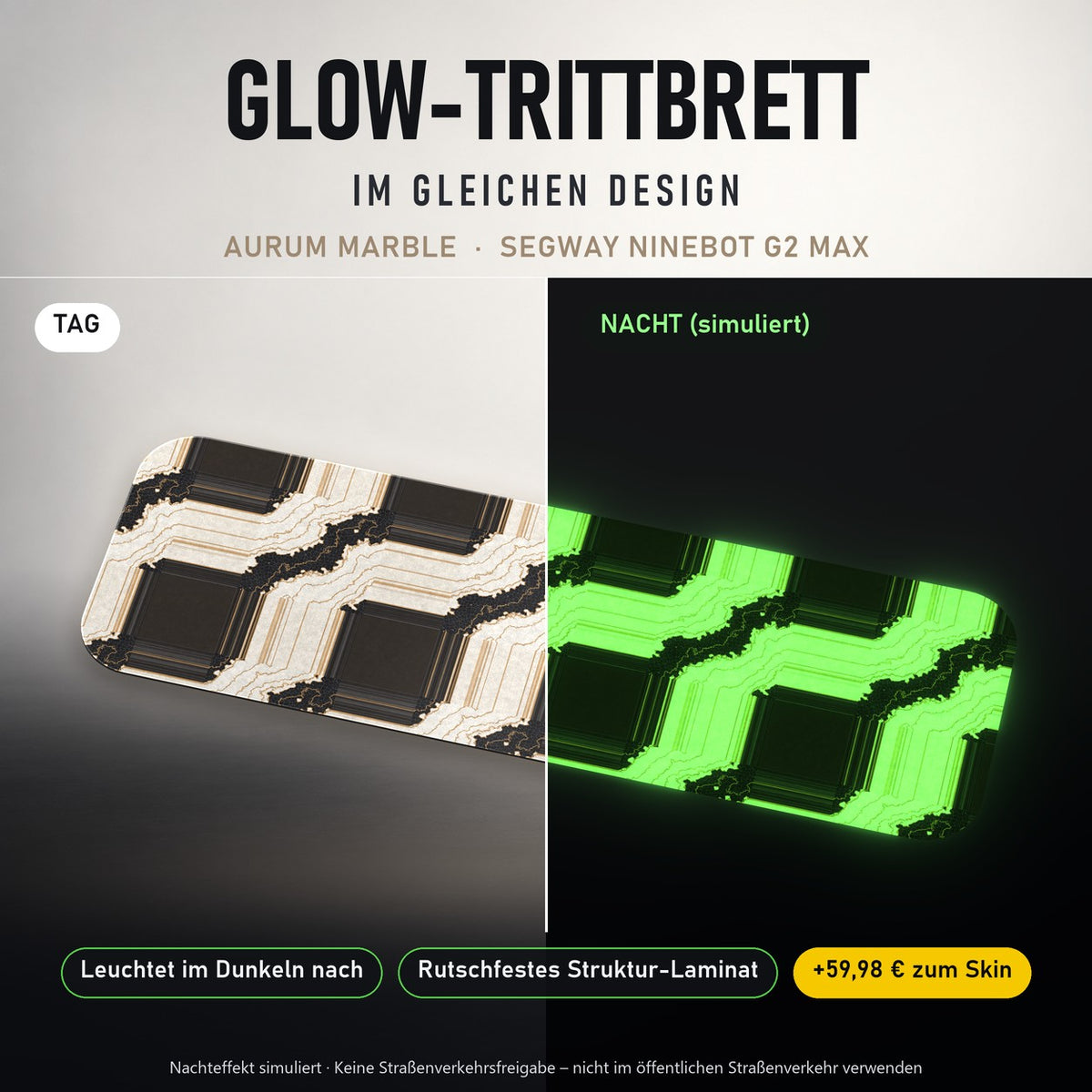 Glow-Trittbrett – AURUM MARBLE, Tag/Nacht