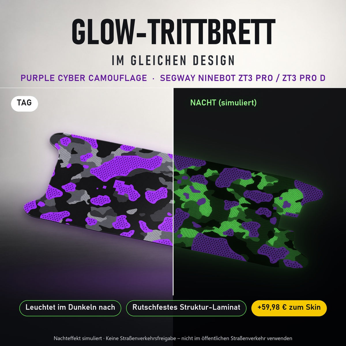 Glow-Trittbrett – PURPLE CYBER CAMOUFLAGE, Tag/Nacht