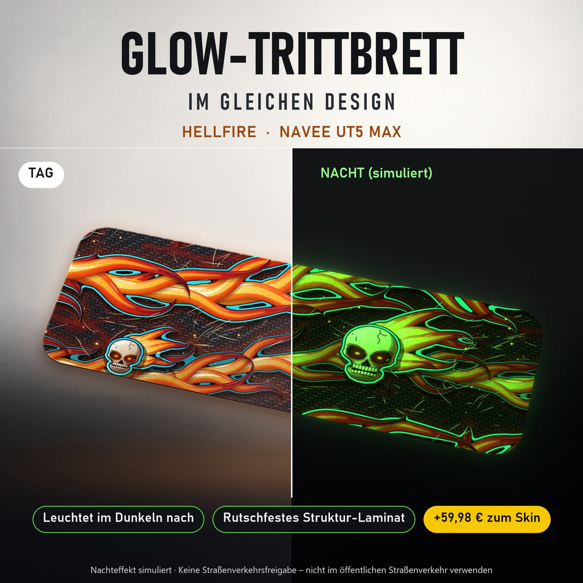 Glow-Trittbrett – HELLFIRE, Tag/Nacht