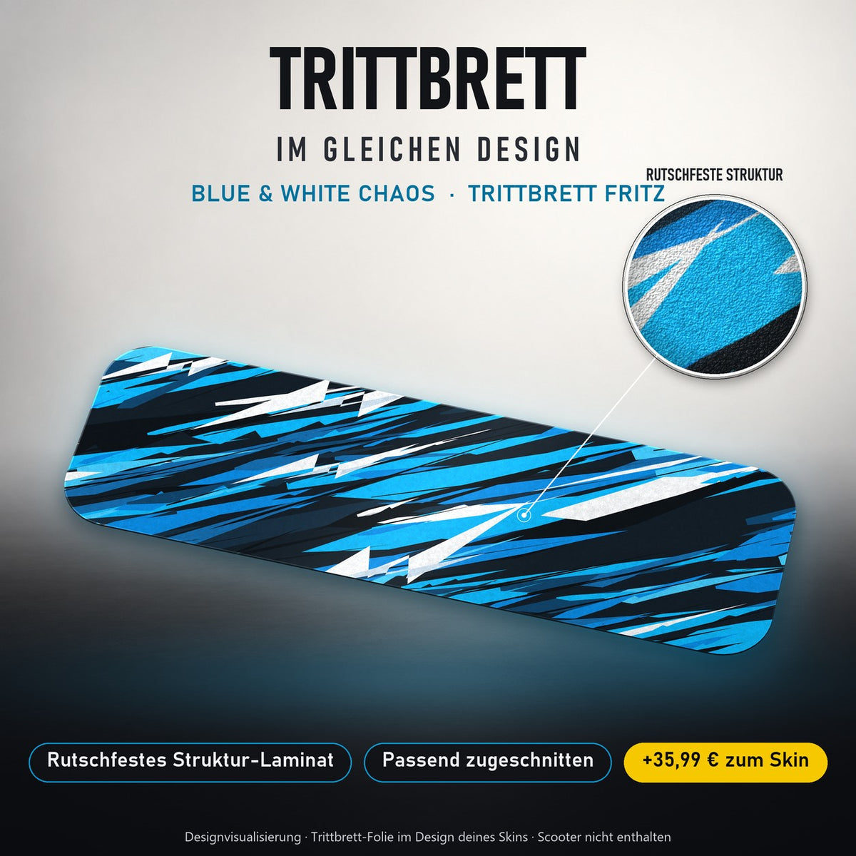 Trittbrett im gleichen Design – BLUE & WHITE CHAOS