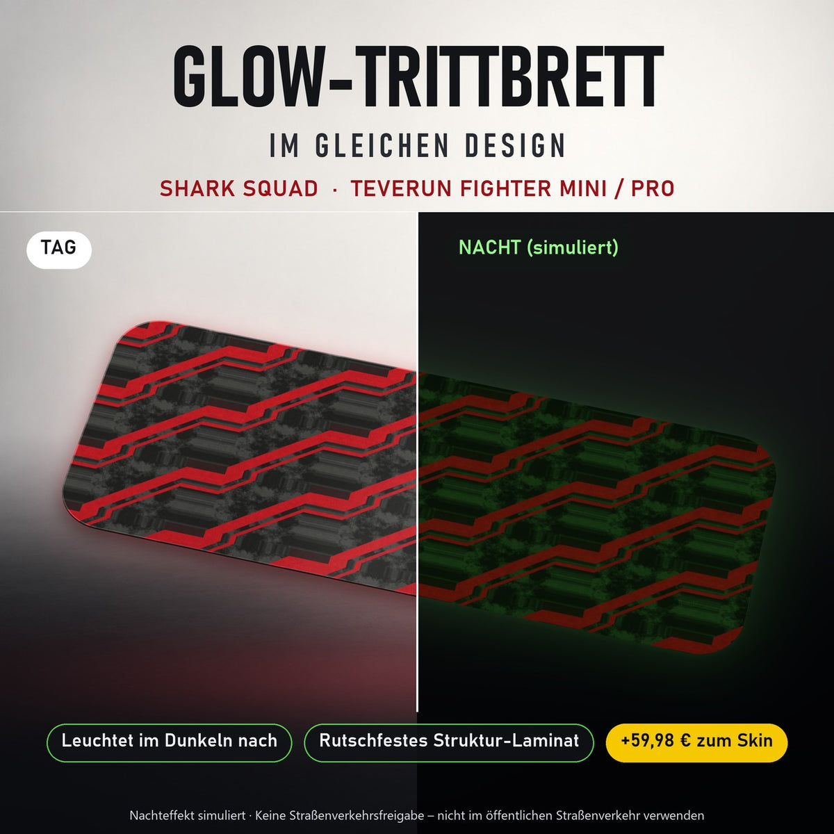 Glow-Trittbrett – SHARK SQUAD, Tag/Nacht