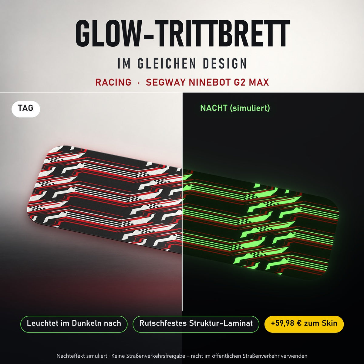 Glow-Trittbrett – RACING, Tag/Nacht