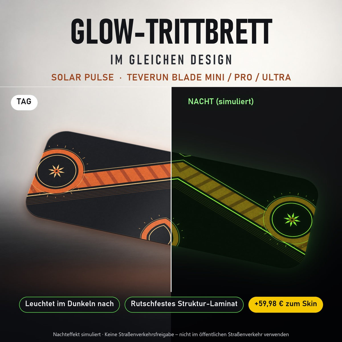 Glow-Trittbrett – SOLAR PULSE, Tag/Nacht