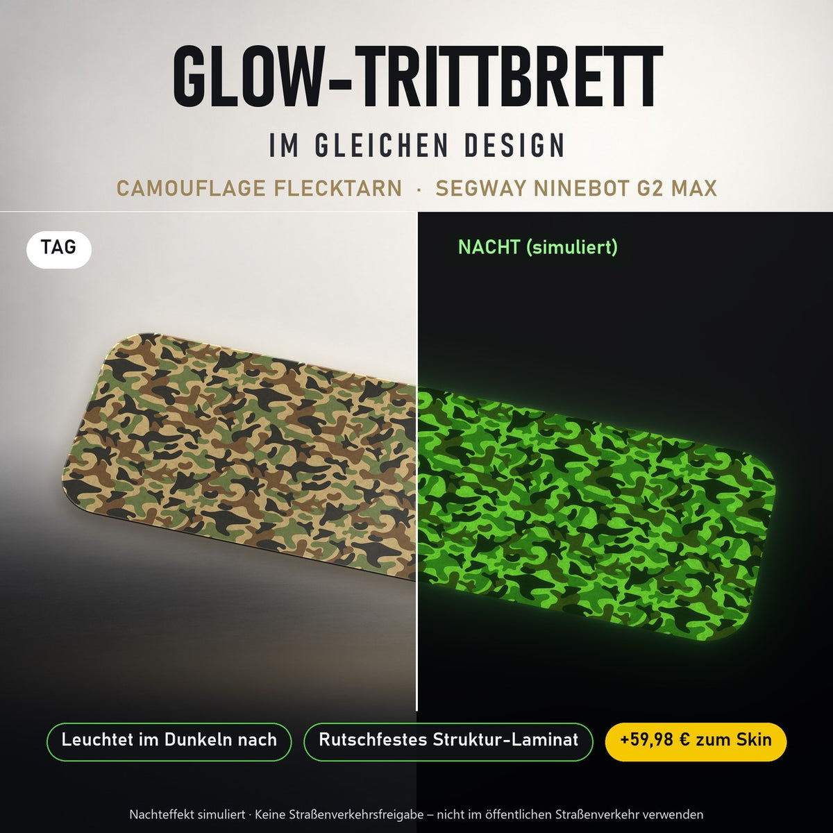 Glow-Trittbrett – CAMOUFLAGE FLECKTARN, Tag/Nacht