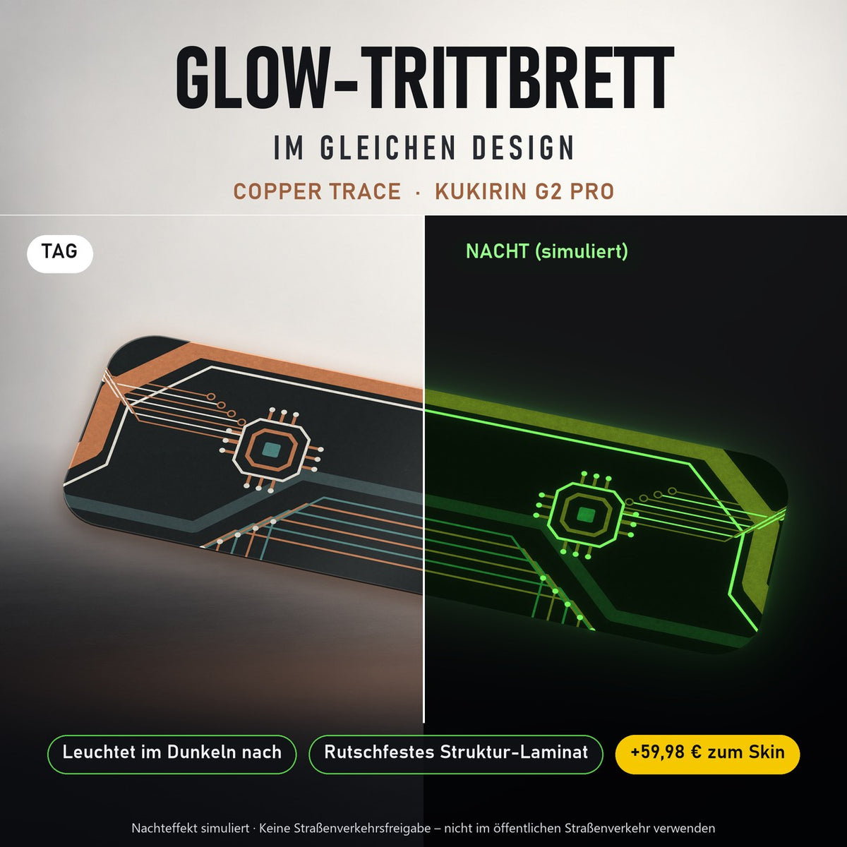 Glow-Trittbrett – COPPER TRACE, Tag/Nacht