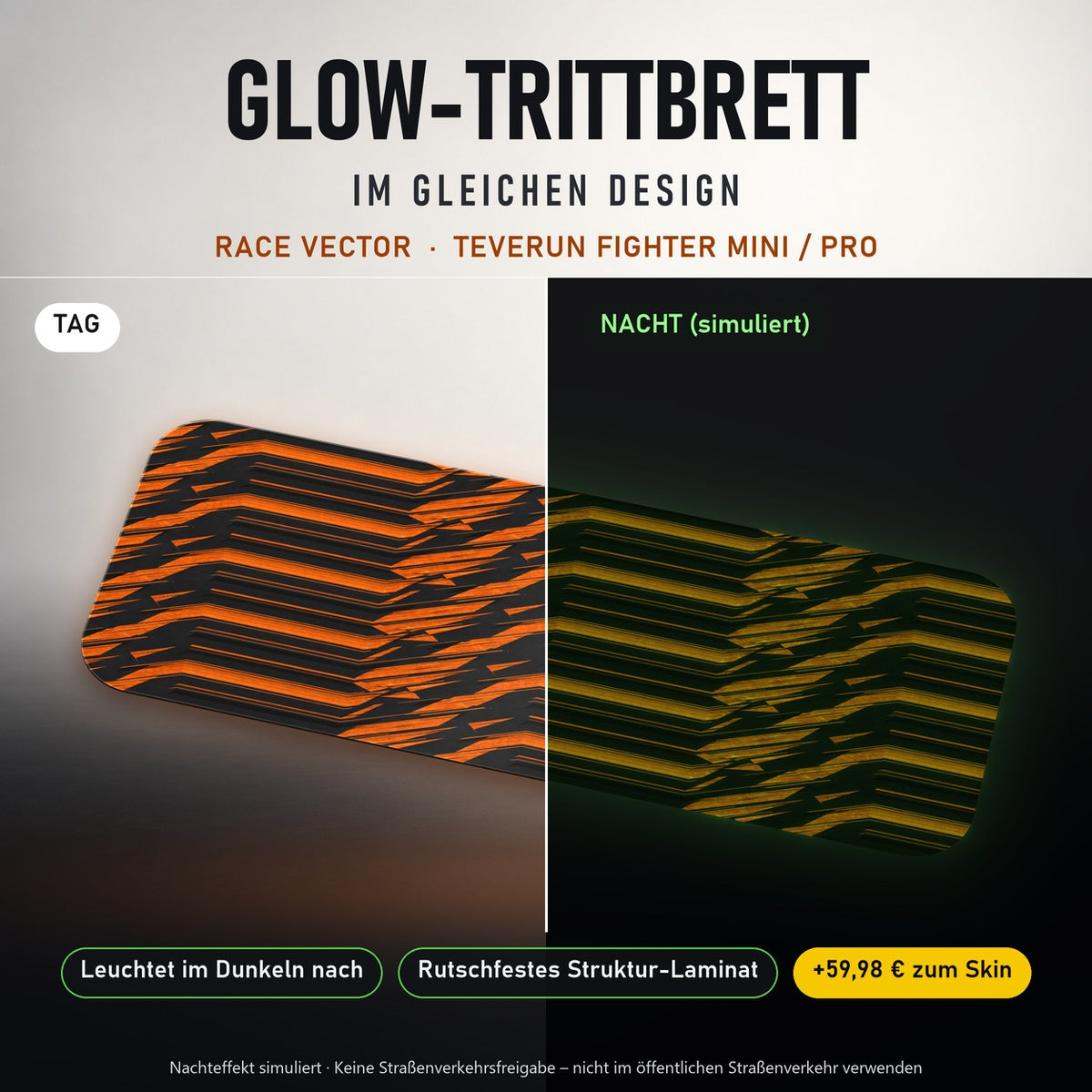Glow-Trittbrett – RACE VECTOR, Tag/Nacht