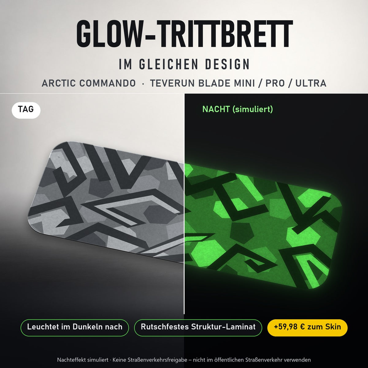 Glow-Trittbrett – ARCTIC COMMANDO, Tag/Nacht