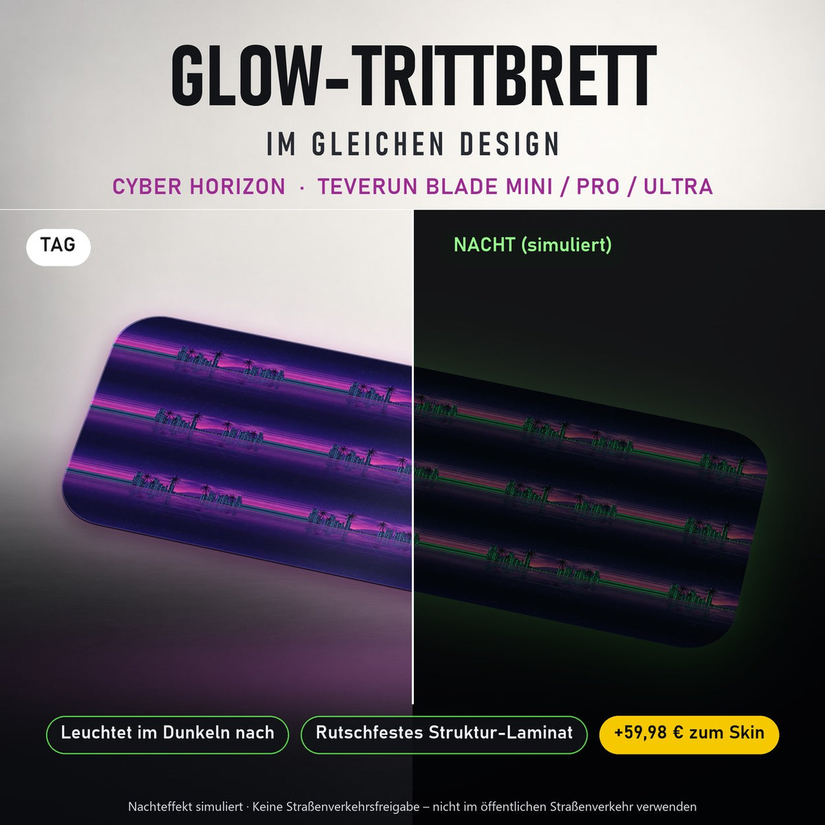 Glow-Trittbrett – CYBER HORIZON, Tag/Nacht