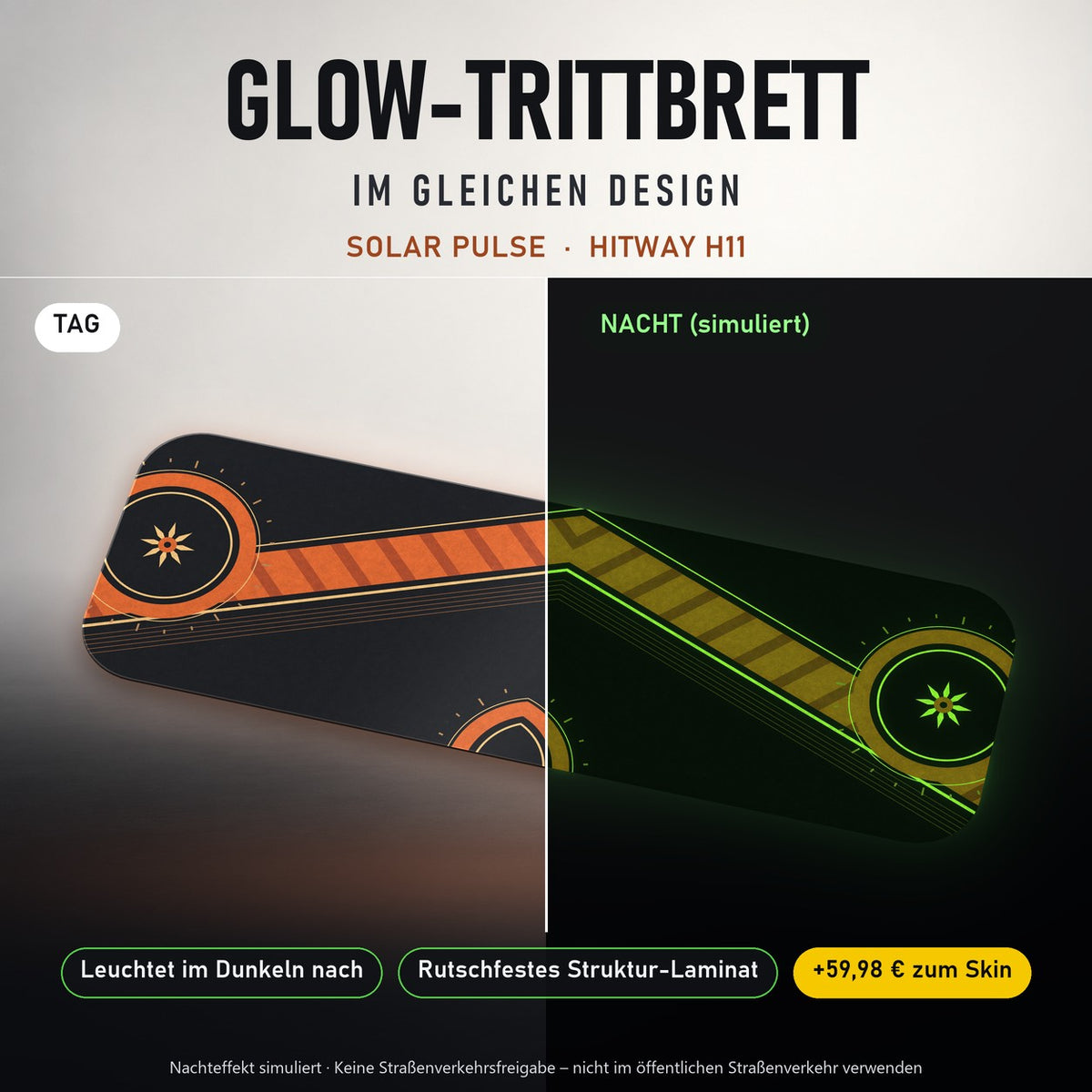 Glow-Trittbrett – SOLAR PULSE, Tag/Nacht