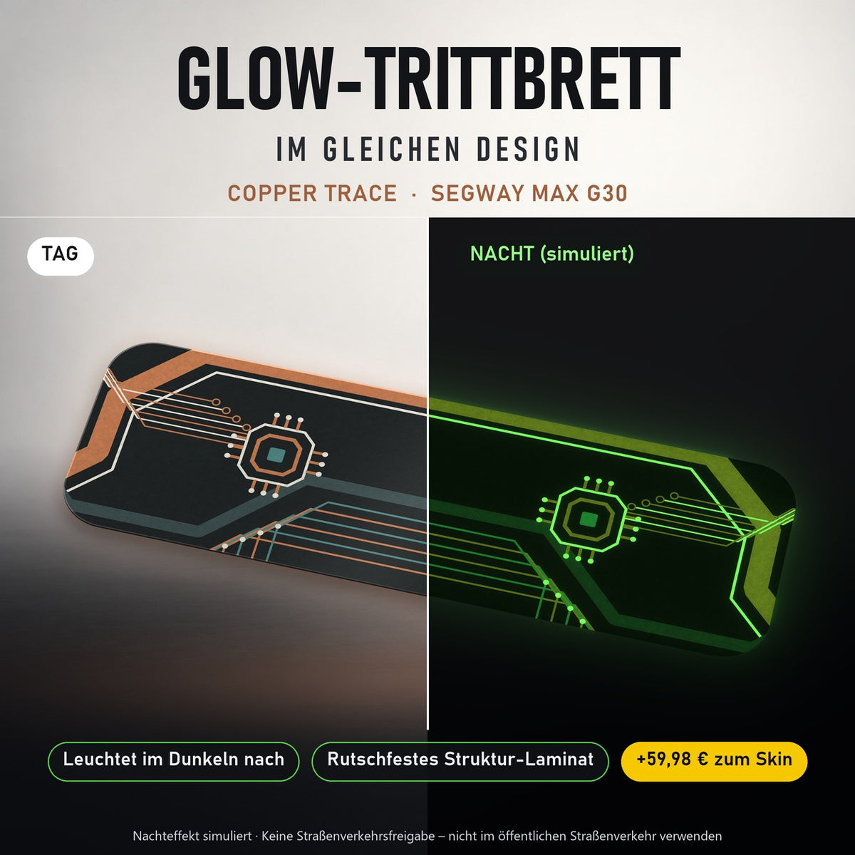 Glow-Trittbrett – COPPER TRACE, Tag/Nacht