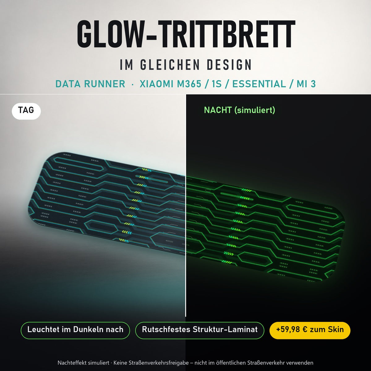 Glow-Trittbrett – DATA RUNNER, Tag/Nacht