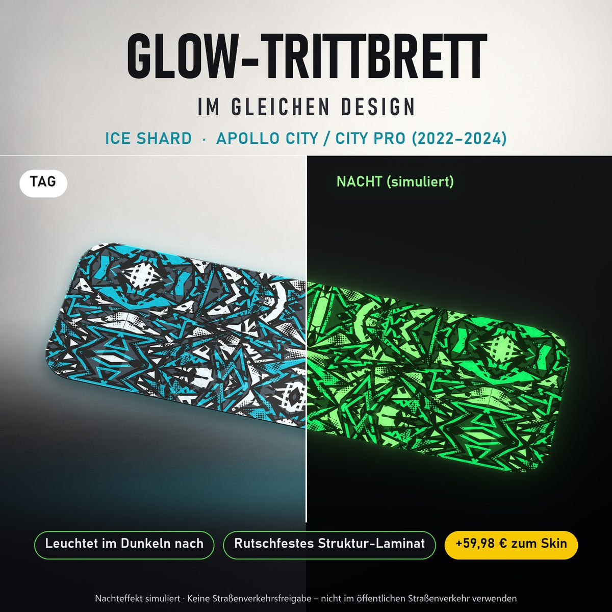 Glow-Trittbrett – ICE SHARD, Tag/Nacht