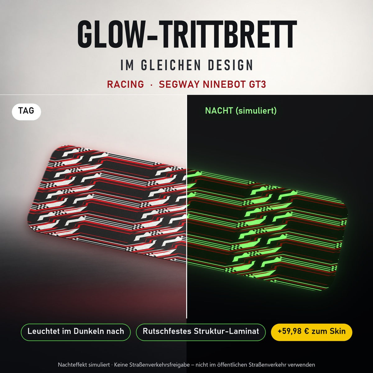 Glow-Trittbrett – RACING, Tag/Nacht