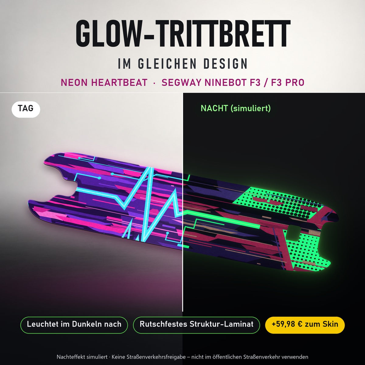 Glow-Trittbrett – NEON HEARTBEAT, Tag/Nacht