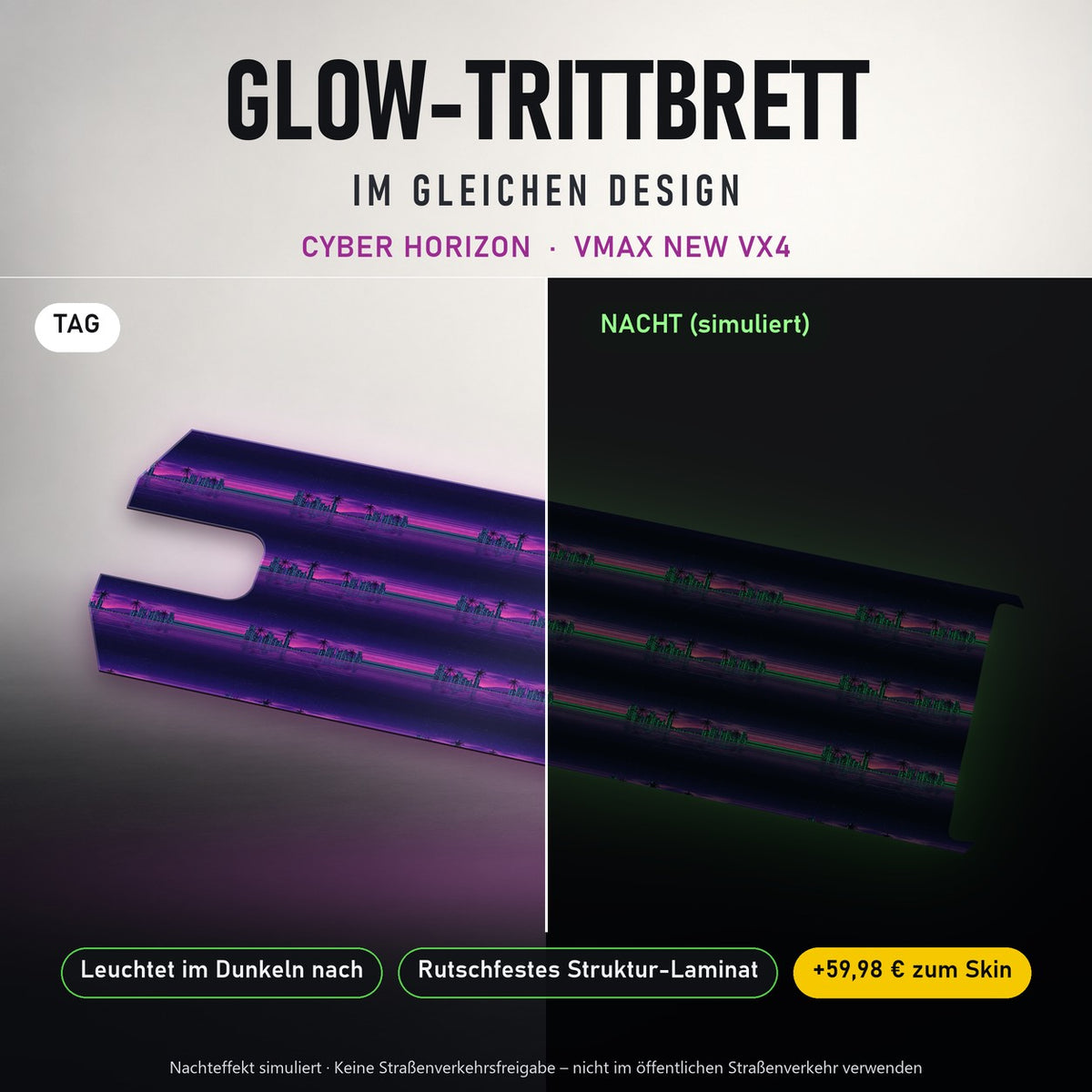 Glow-Trittbrett – CYBER HORIZON, Tag/Nacht