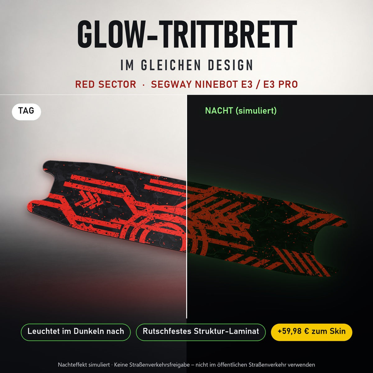 Glow-Trittbrett – RED SECTOR, Tag/Nacht