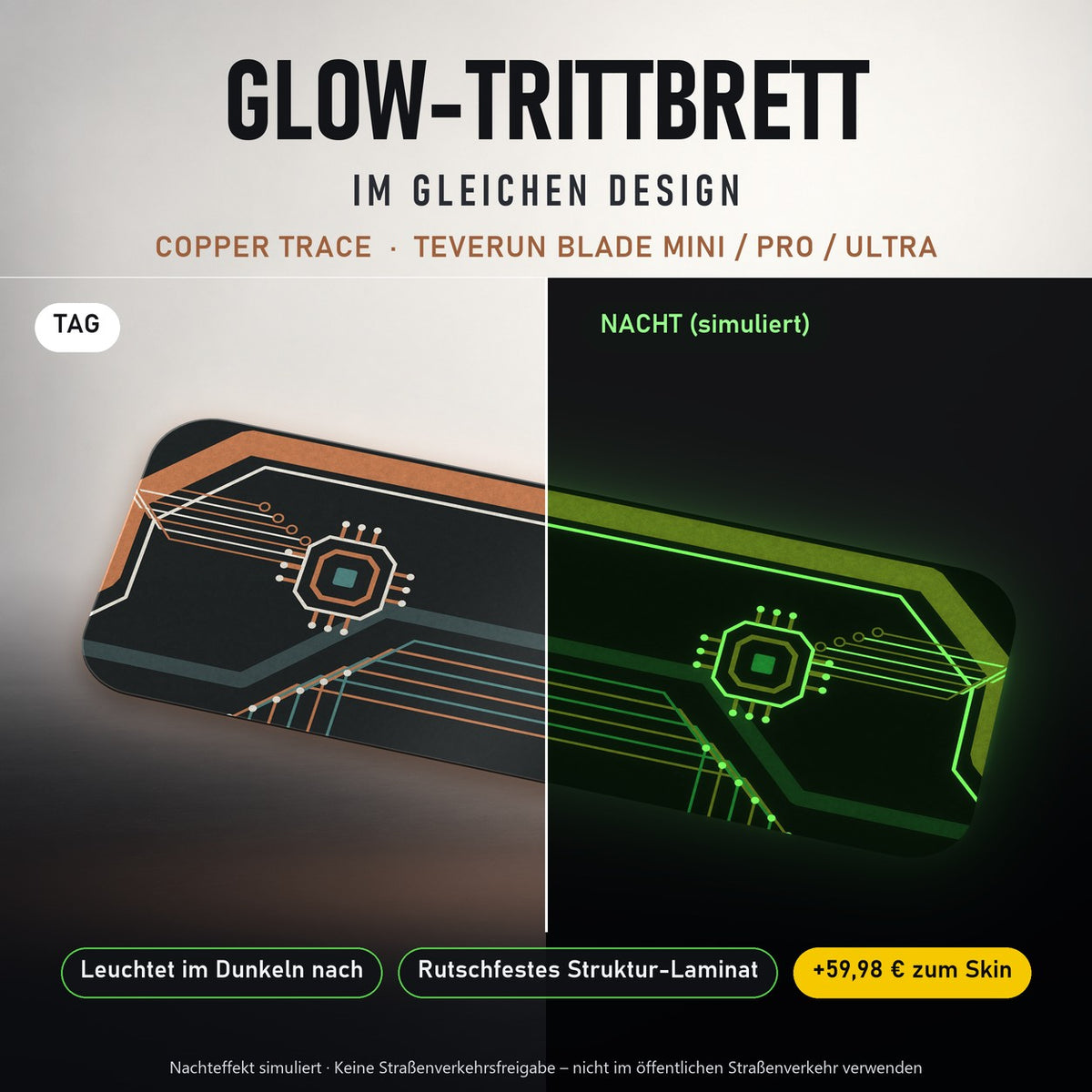 Glow-Trittbrett – COPPER TRACE, Tag/Nacht