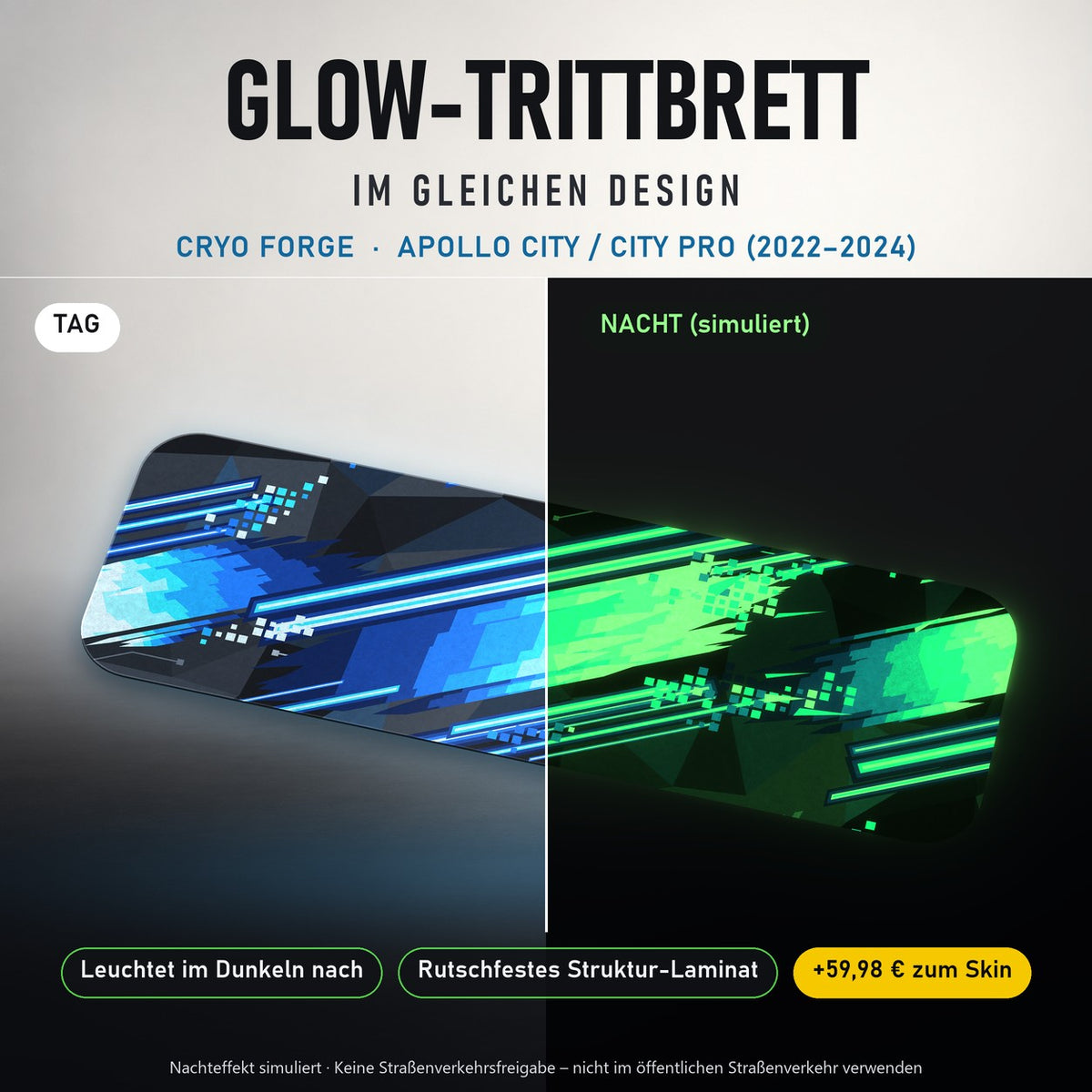 Glow-Trittbrett – CRYO FORGE, Tag/Nacht