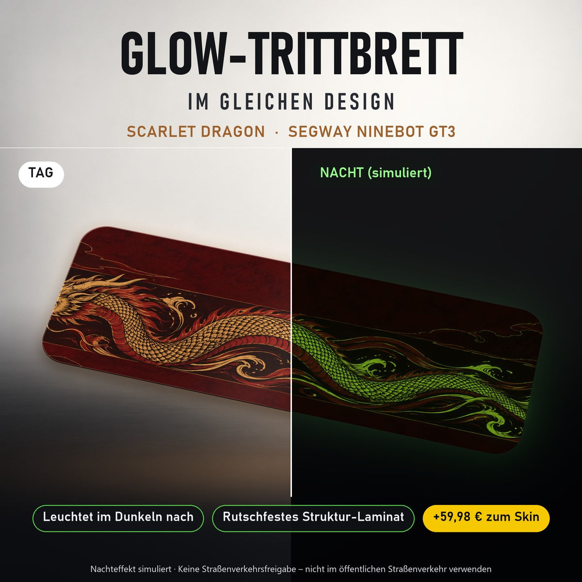 Glow-Trittbrett – SCARLET DRAGON, Tag/Nacht
