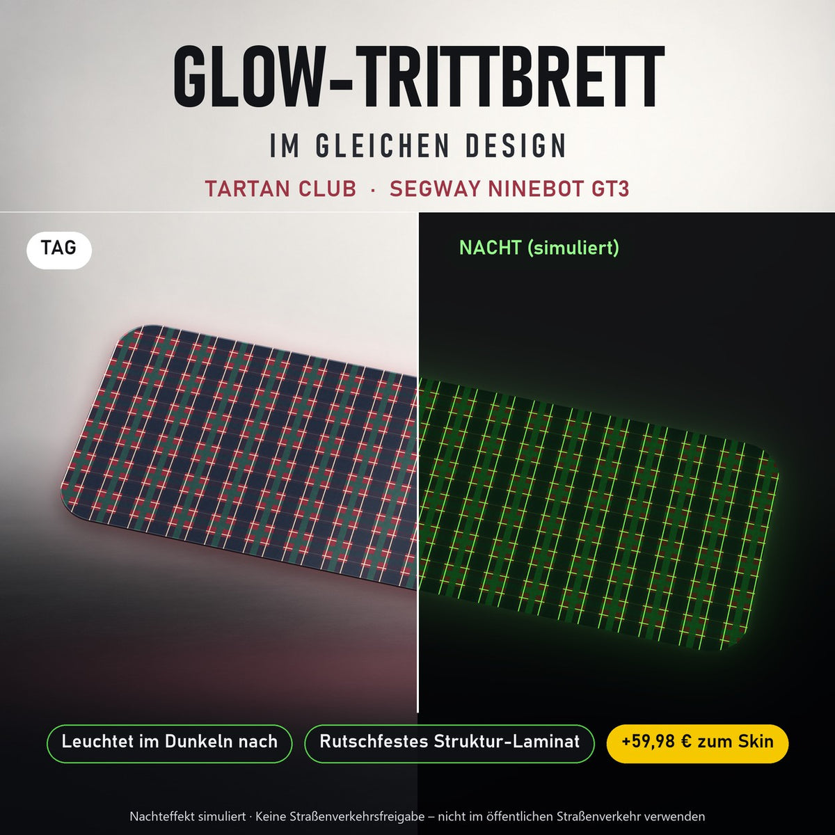 Glow-Trittbrett – TARTAN CLUB, Tag/Nacht
