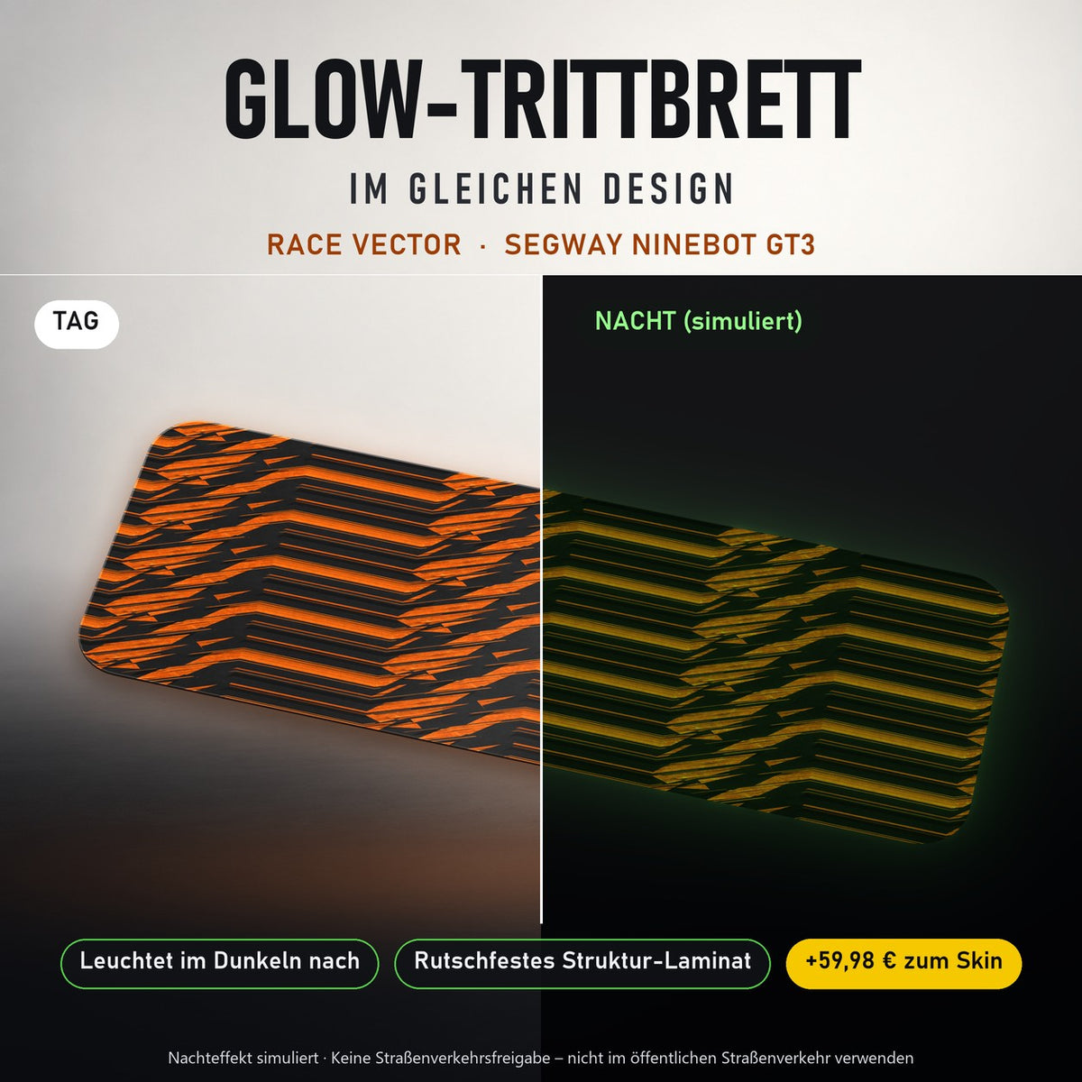 Glow-Trittbrett – RACE VECTOR, Tag/Nacht