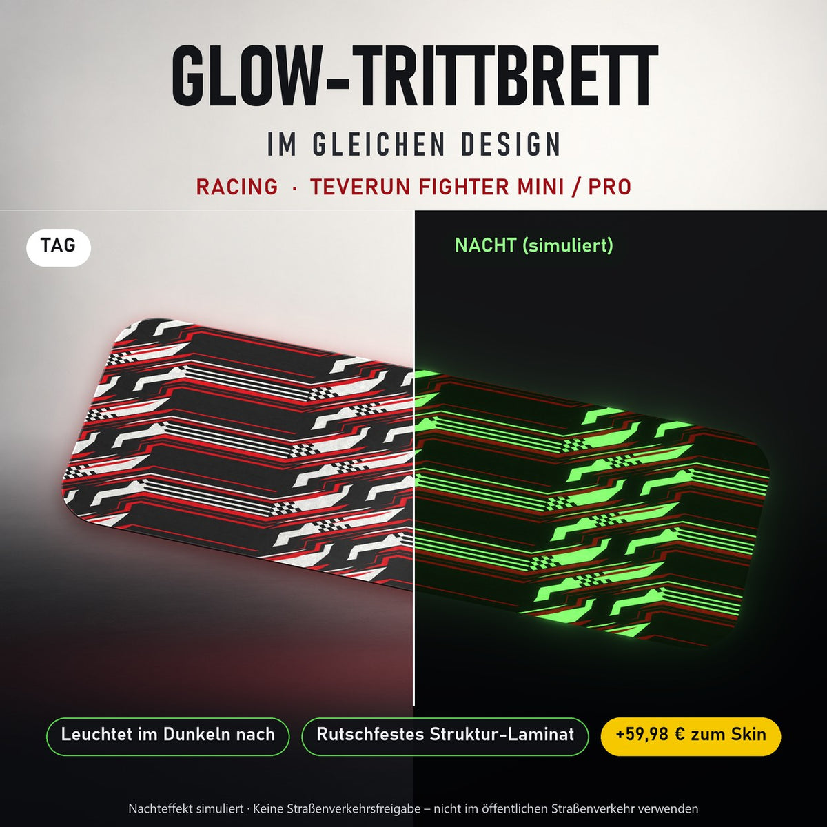 Glow-Trittbrett – RACING, Tag/Nacht