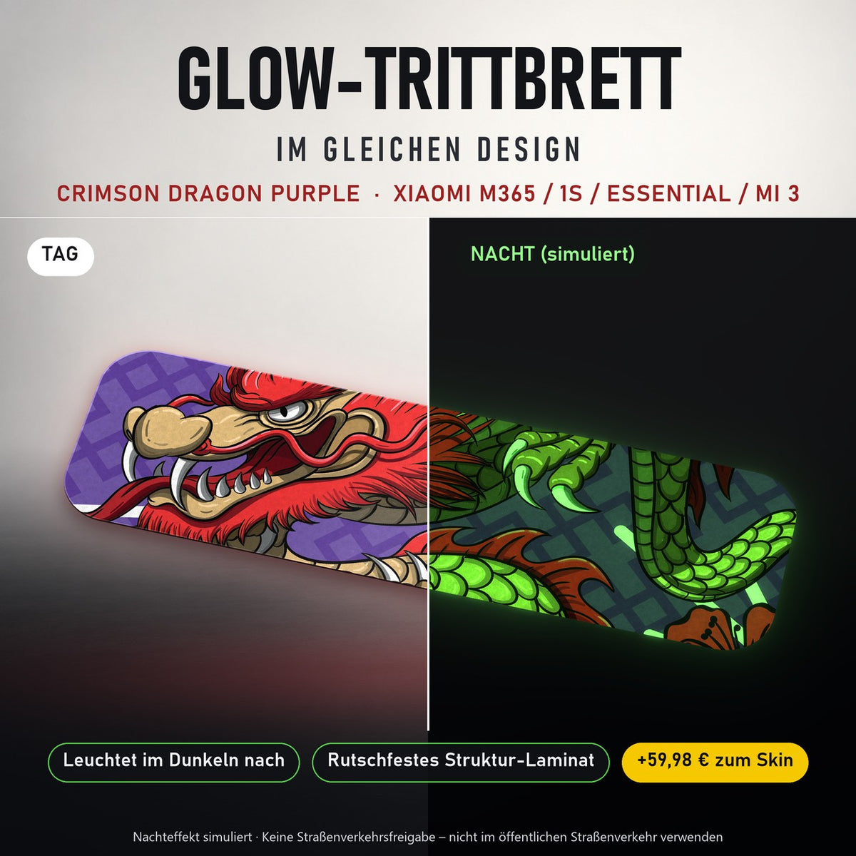 Glow-Trittbrett – CRIMSON DRAGON PURPLE, Tag/Nacht